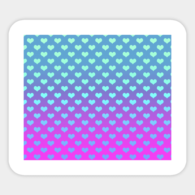 Gradient Pink Purple Blue Hearts Pattern Sticker by saradaboru